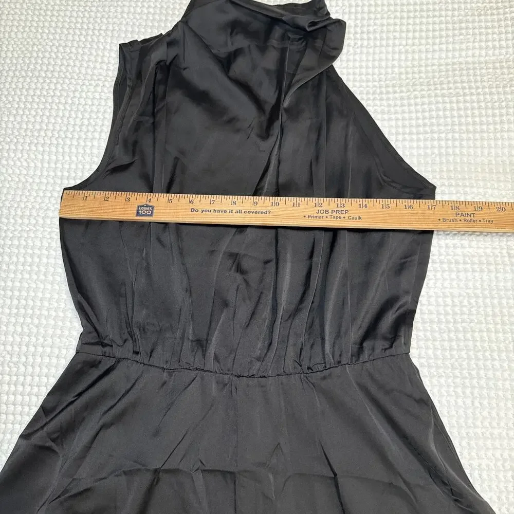 BTFBM Womens Satin Mock Neck Sleeveless Summer Shorts Romper Solid Black Lg NWT
